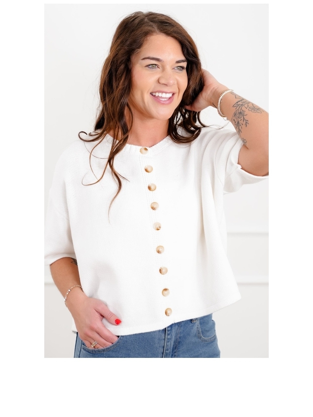 Classic White Button-Front Women's Top